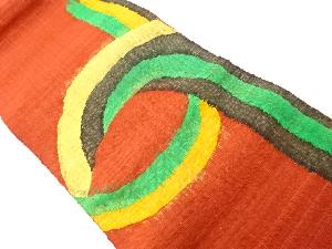 手織り紬抽象模様織出し名古屋帯